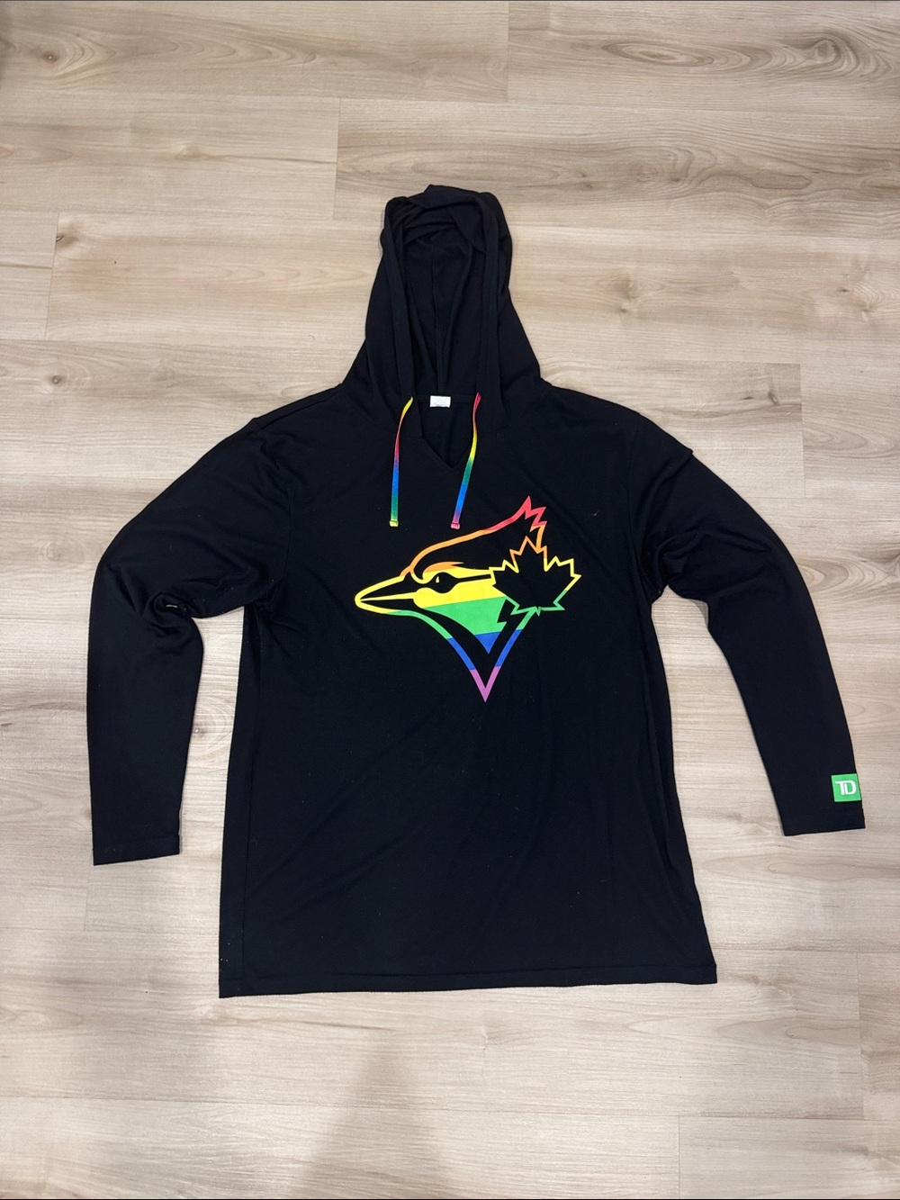 MLB Toronto Blue Jays Pride Night Rainbow Logo Lightweight Hoodie Adult Large
